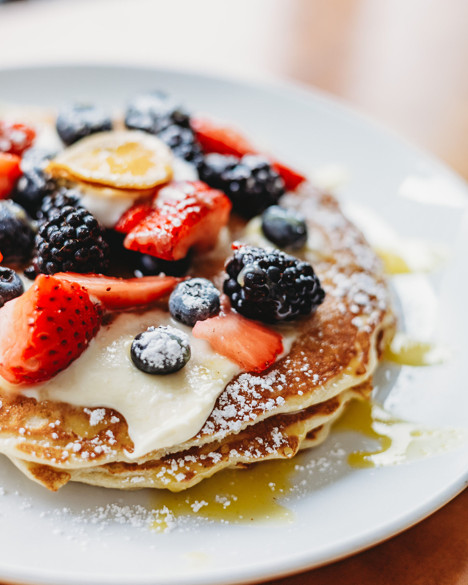 Lemon Ricotta Pancakes - Cafe Luna Brunch Special at 350 Third Street, Cambridge MA